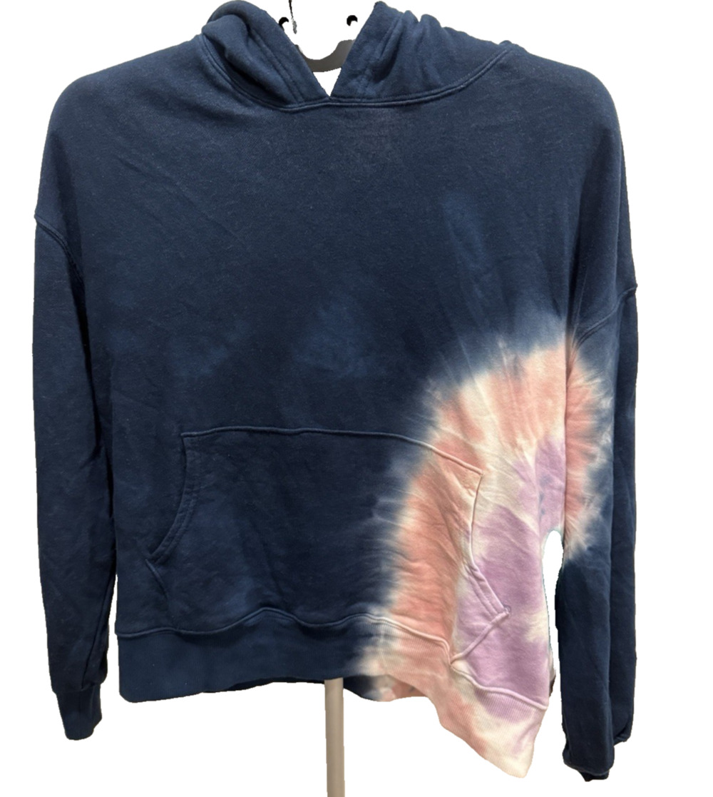Wildfox French Terry Relaxed Fit Tie-Dye Hoodie Womens Medium Hadley Navy Blue